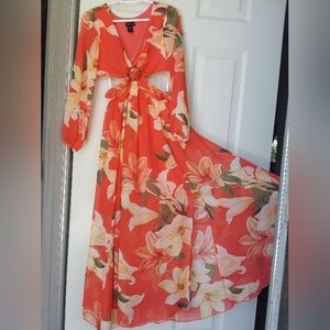 Kate & Lily Orange Cut-Out Maxi Dress. Size: 4 & 14